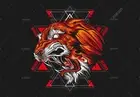 3D Lion Triangle Self-adhesive Removeable Wallpaper Wall Mural 579