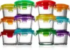 Nutrichef 12 Pc Mini Glass Baby Food Storage Containers, Microwave, Freezer, ...