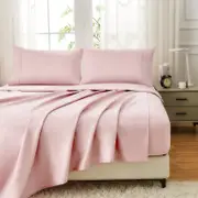 LINENOVA 100% Cotton Luxury Soft Sheet Set-Mauve Double