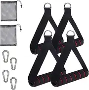Exercise Handles Kit for Resistance Bands, 4 Cable Machine Handles with 4 Hooks for Pilates Yoga Strength Trainer, Replacement Fitness Equipment Pull Down Home Gym, Working Out Handles