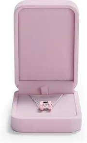 Oirlv Pink Velvet Necklace Box Pendant Gift Box Necklace Display Case for Engagement Wedding Birthday