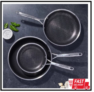 Henckels Hxagon Non-Stick 3-Piece Skillet Fry Pan Set, 8", 10" & 12", Stainless