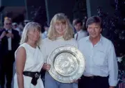 Steffi Graf of Germany poses with her parents mother Heidi father - Old Photo