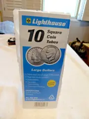 10 Large Dollar Square Coin Tubes Archival - Morgan Peace Eisenhower Lighthouse!