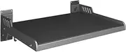 Microwave Shelf 14x20 Wall Mount 110Lbs Capacity - Carbon Steel Rack with 6 Hooks (Adhesive/Drill Install)‌