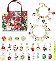 for Children 2024, Christmas Calendar Advent, 24 Days Bracelets Jewellery Making Set Christmas Countdown Calendar, Countdown to Christmas Calendar Ornament with 22 Charm Beads and 2