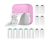 Mini Thermal Printer Multifunction Portable Sticker Maker Instant Photo Inkless Printing Support BT Connection for Smartphone with 6 Paper Rolls 57mm + 5 S