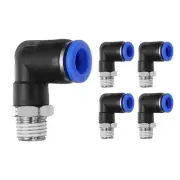 5pcs Push to Connect Fittings 3/8" to NPT1/4 Male Plastic Elbows Fitting Blue
