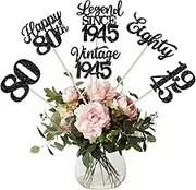12 Pack 80th Birthday Centerpieces for Tables 80th Birthday Party Decorations for Men, Vintage Legend Since 1945 80th Birthday Table Decorations for 80th Birthday Anniversary Party Decorations Black