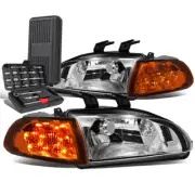 For 1992-1995 Honda Civic Chrome Housing LED Turn Signal Headlight Lamp+Tool Box (for: Honda)