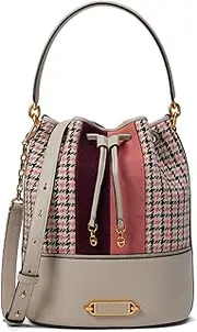 [Kate Spade New York] Gramercy Racing Stripe Plaid Twill Fabric Medium Bucket Bag