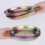 Pure Titanium Single Wall Plate Round Dinner Dish Pan Outdoor Camping Tableware