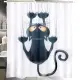 180x180cm 失落黑貓防潑水浴簾一個+伸縮桿一支