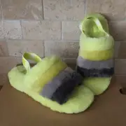 UGG YEAH SULFUR MULTI SLIDE FUR SLINGBACK SHOES SLIPPERS SIZE US 9 WOMENS