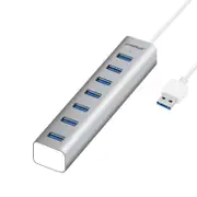 mbeat 7-Port USB 3.0 Powered Hub - USB 2.0/1.1/Aluminium Slim Design Hub with Fast Data Speeds (5Gbps) Power Delivery for PC and