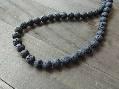 Lava Beads Black 8mm BULK Stone Round Circle Wholesale 49pcs