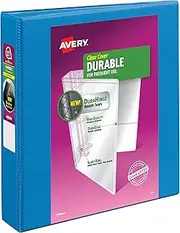 Avery Durable View 3 Ring Binder, 1-1/2 Inch Slant Rings, 1 Pool Blue Binder (17834)