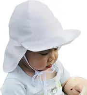 [Wedhapy] Baby Sun Hat Toddler Sun Hat UPF 50+ Adjustable Toddler Beach Hat Quick Drying Summer Beach Hat with Neck Flap Lightweight and Breathable Swim Hat White Small