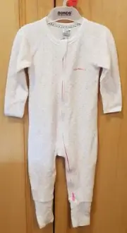 Bonds Baby Long Sleeve Zip Poodlette Wondersuit size 1 White Pink 12 - 18 Months
