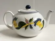 Williams & Sonoma Teapot Porcelain Floral White Made in Portugal New in Box Vtg
