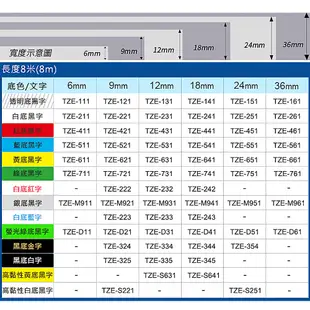 COLOR24 Brother 黑字 相容 副廠 防水 貼紙 標籤帶 9mm PT-P300BT PT-P950NW