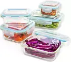 Moss & Stone Kitchen Glass Food Storage Containers Set with Lids 10 Pcs. Snapwar