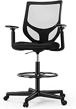 Tall Drafting Chair - Tall Standing Office Desk Chair with Adjustable Foot Ring, Chair with Ergonomic Lumbar Support, Adjustable Height, Breathable Mesh