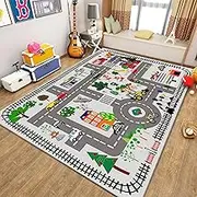 Kid's Play Mat 200 x 300cm Extra Large Playmat Non Slip Have Fun City Life Road Map Car Play Mat Study Activity Centerpiece Learning Education Area Rug for Bedroom Playroom Decor (Road 1, 200x300cm)