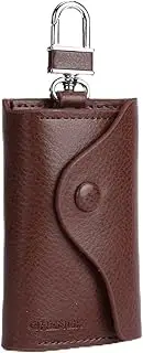 [JIRONN] Updated Men's PU Leather Car Key Bag With Added Stainless Steel Ring For Storing Access Cards, Car Key case, Waist Hanging Cowhide Multifunctional Keychain Holder, Vintage Car Key Fob Wallet