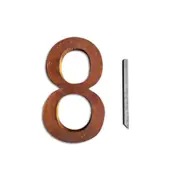 A.FRESCO Steel House Number EIGHT Wall Address Sign/Plaque 23.7x40cm Rust