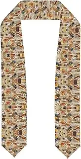 [SKKNT] Starfish Seashell Sandy Beach Theme Print Graduation Shawl Stole For Academic Commencements Honor Sash Congratulations Gift
