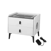 Levede 2-Drawer Bedside Table Wireless Charging Speaker White