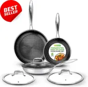 6-Piece Stainless Steel Cookware Set, Non-Stick Coating, Stir Fry Pans