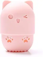 Portable Powder Puff Box Cute Shape Cosmetic Puff Cleaning Storage Case for Makeup Sponge Soft Silicone Storage Holder /492(Pink)