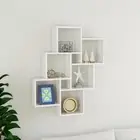 High Gloss White Wall Cube Shelf 78x15x93 cm Engineered Wood Storage Unit