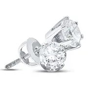 14k White Gold Round Diamond Solitaire Earrings 2 Cttw (Certified)