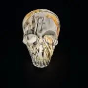 CHRISTOPHER RADKO Blown Glass White Grey Orange Light Up Skull Halloween