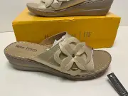 New Henry Ferrera Comfort-FL Shoes Gold Slip-On Flower Casual Women's size 8.5