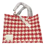 Sandro Houndstooth Print Tweed Tote Bag New With Tags Red White