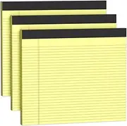 AILZFEI 3 Pack Yellow Legal Pads 11 x 9.5 College Ruled Yellow Paper Note Pad Narrow Ruled 30 Sheets Notepads Perforated Writing Pad Clear Print Horizontal Pads of Paper