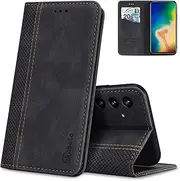 [AKABEILA] Case for Samsung Galaxy A13 5G / A04S Premium Leather Flip Wallet Case with Magnetic Closure Kickstand Card Slots Folio Phone Case Cover Protective Shockproof Black