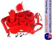 Fun erotic leather Handcuffs Fluffy whip blindfold duster clips rope Bondage