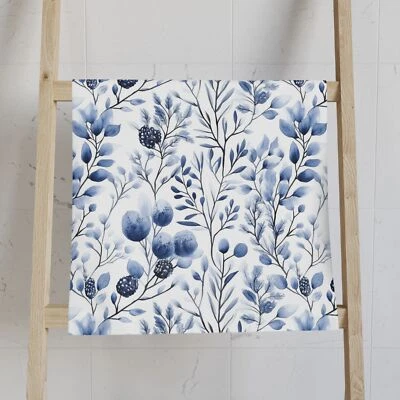 Floral Blue Hand Towel, Charming Kitchen Decor, Gift for Her, Bathroom