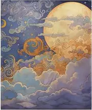 AIXIWAWA Painting Moon Cloud Throw Blanket for Couch, Warm Soft 50×60 inches Lightweight Fleece Decorative Blankets for Bed Sofa All Season