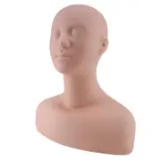 Professional Head Shoulder Exercise Bone Silicone Manikin For Makeup Extension Eyelash & Massage Exercise Naked