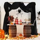 Black Sheer Villa Scarf Curtain Panels, Simple Voile Sheer Scarf Valance for ...
