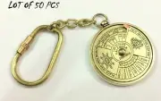 Nautical Brass Perpetual Calendar Compass Collectibles Key Chain Sets Of 50 pcs