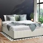 Oikiture Bed Frame Double Size Gas Lift Storage Base Velvet Cream FURB