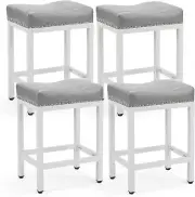 Bar Stools Set of 4, 24 Inch Counter Height Saddle Stools, Upholstered Modern Ki