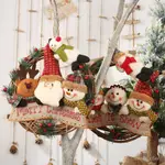 🎅聖誕裝飾 禮物 掛件🎄商場 客廳 餐廳聖誕掛件 藤條花環聖誕老人雪人麋鹿裝飾掛件聖誕樹掛件掛飾房間聖誕氛圍裝飾道具 Q